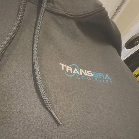 Embroidered hoodie made for a logistics company