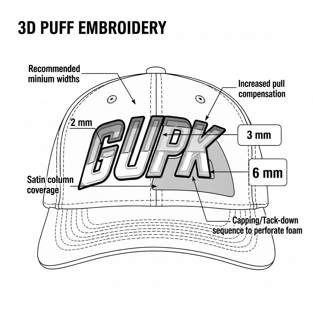 custom snapback cap with 3D puff embroidery in Surrey BC
